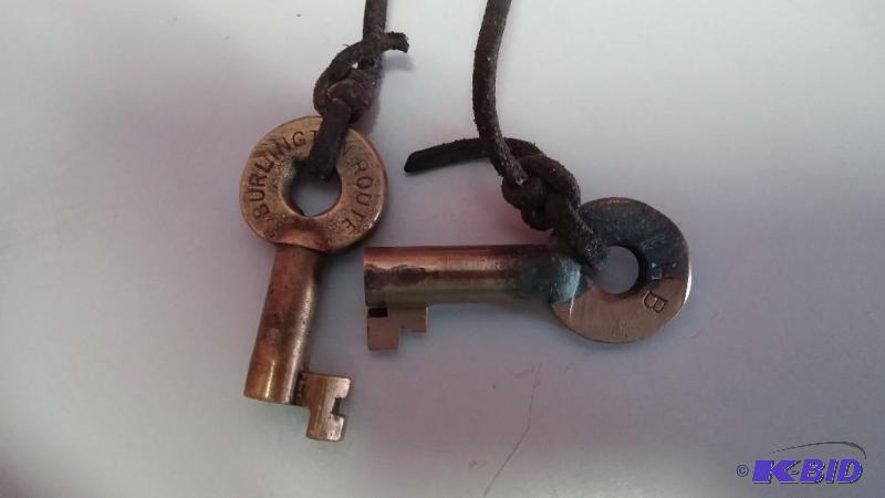 Set of 2 VINTAGE Railroad Keys--Burlington an...