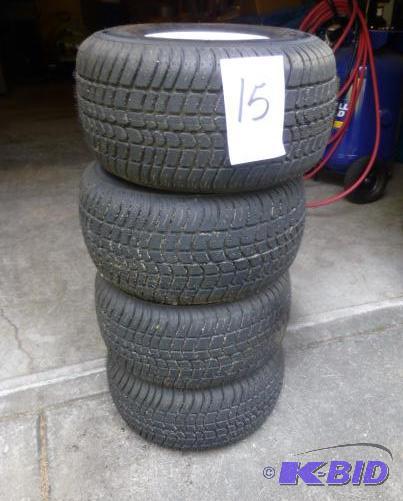 lot 15 image: Set of 4 Loadstar Trailer Tires and Rims   Si...
