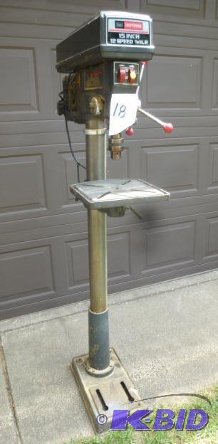 lot 18 image: Craftsman Brand 12 hp 12 Speed Drill Press I...