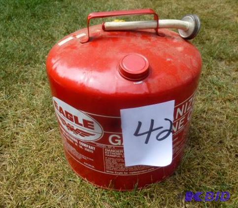 lot 42 image: Eagle Brand 5 Gallon Galvanized Gas Can In Ex...