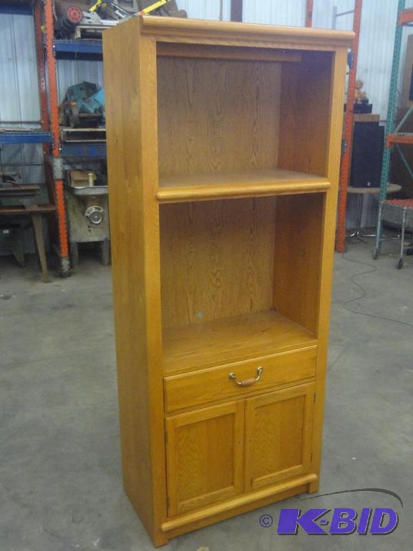 78&quot Lighted Wood Cabinet, Fixd Shelving,...