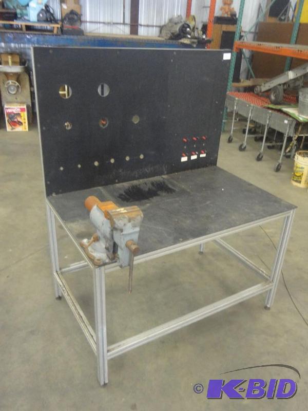 Steel Framed Shop Table With Heavy Duty Vise...