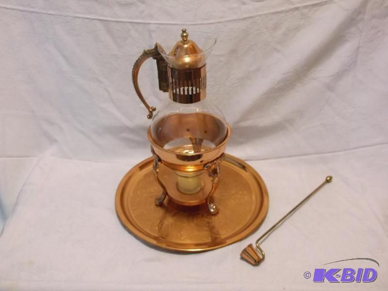 Beautiful copper Coffee warmer with serving t...
