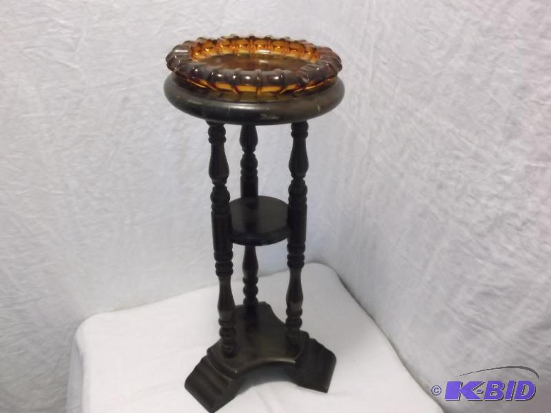 Vintage solid wood ashtray stand with ashtray...