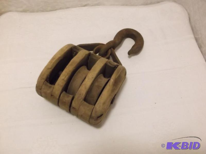 Vintage block and tackle hoist would make a g...