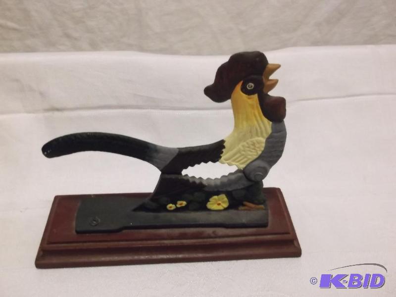 Heavy cast iron Rooster Nutcracker mounted on...