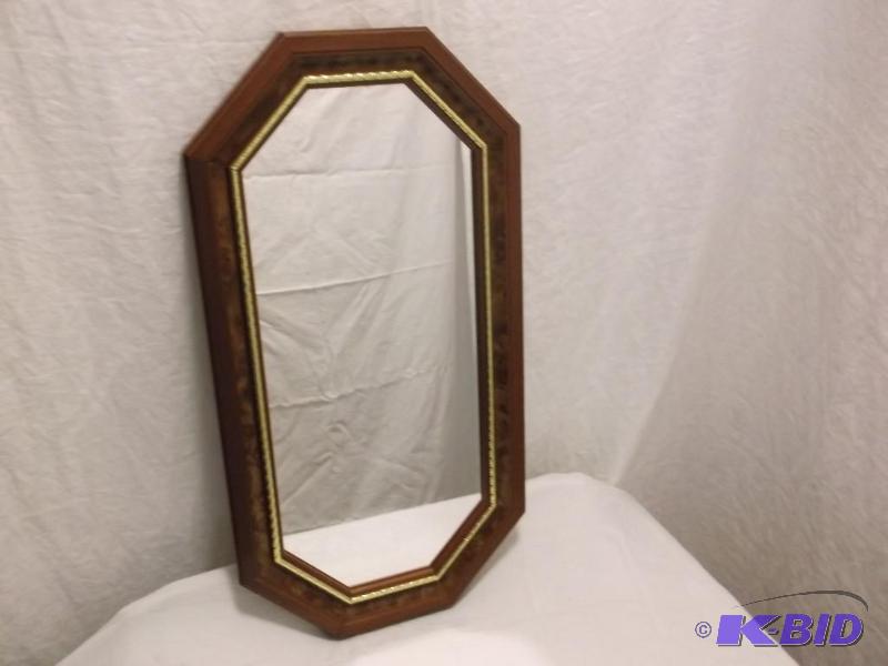 Beautiful solid wood with gold trimmed mirror...