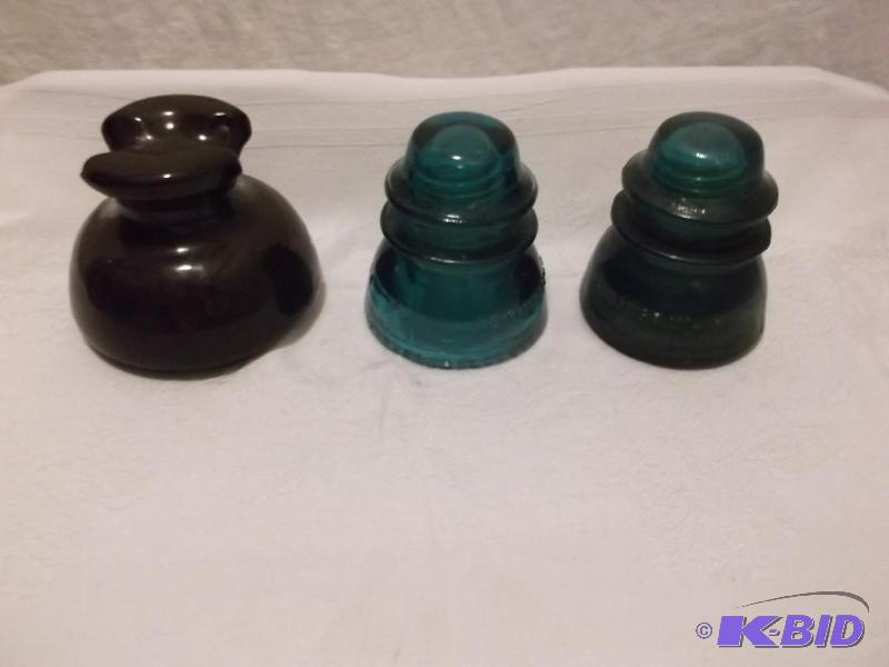 Lot with 3 vintage large insulators 2 of them...