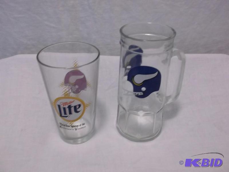 Collectable Miller Lite glass &amp MN Viking...
