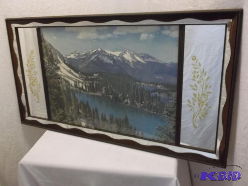 Gorgeous vintage mirrored picture measuring 4...