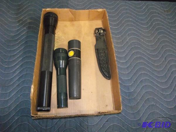 (3) Flashlights and (1) Knife Case...