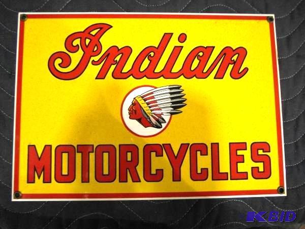 Collectible Porcelain Indian Motorcycle Sign ...
