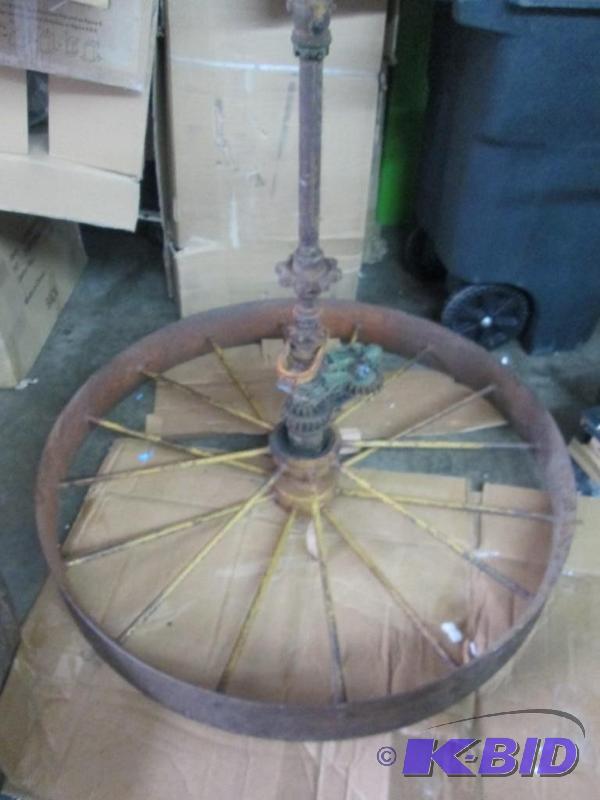 Large Antique Steel Wheel  46&quot in diamet...