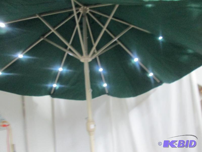 9 ft. Solar-Lit Umbrella - Hunter Green