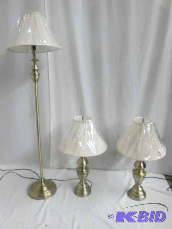 Normande Antique Brass 3-pc. Lamp Set