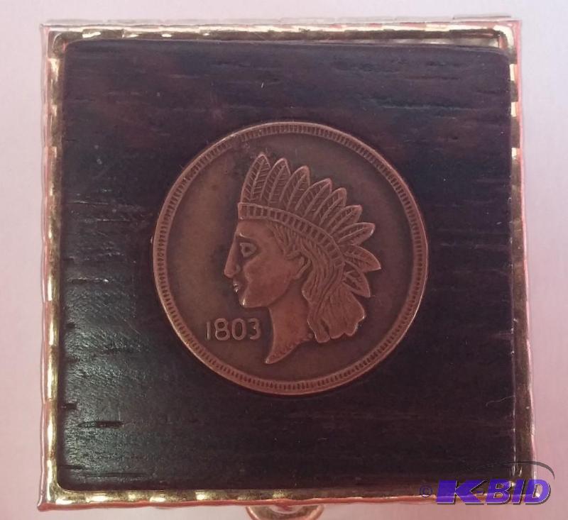 lot 15 image: 1904-Worlds-Fair-Indian-Head-Penny-Jewelry-Bo...