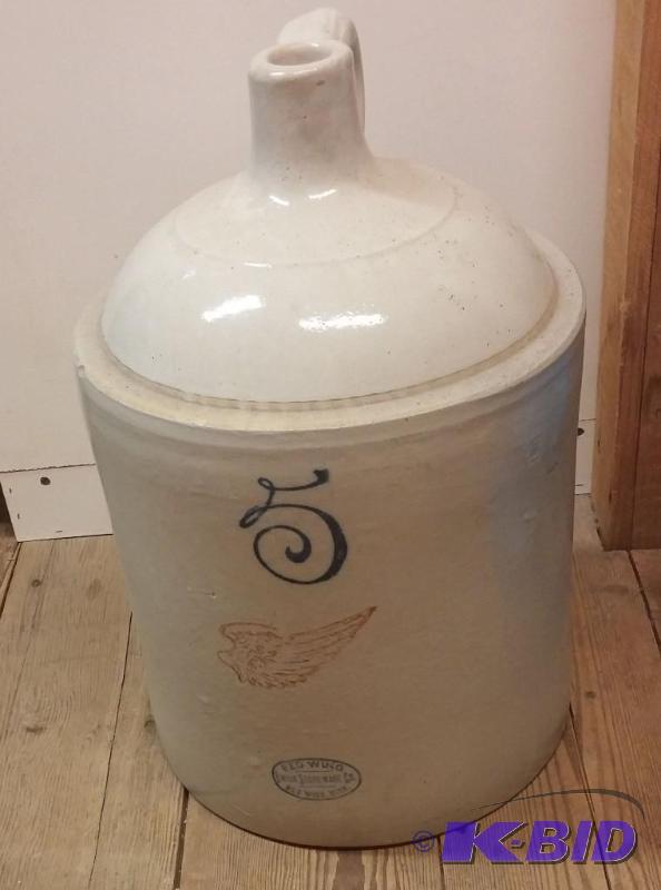 lot 4 image: 5 Gal Red Wing Crock--PERFECT SHAPE...