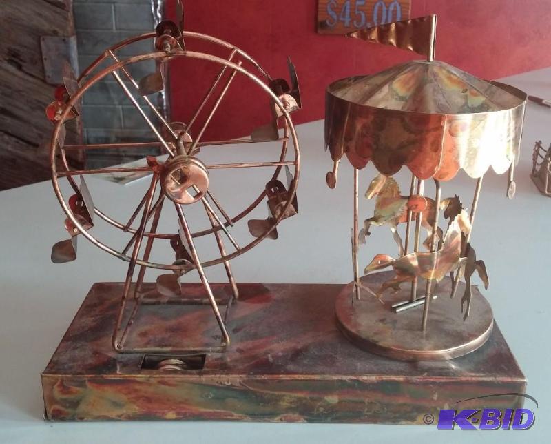 lot 6 image: Vintage Copper Music Box Farris Wheel-Merry-G...