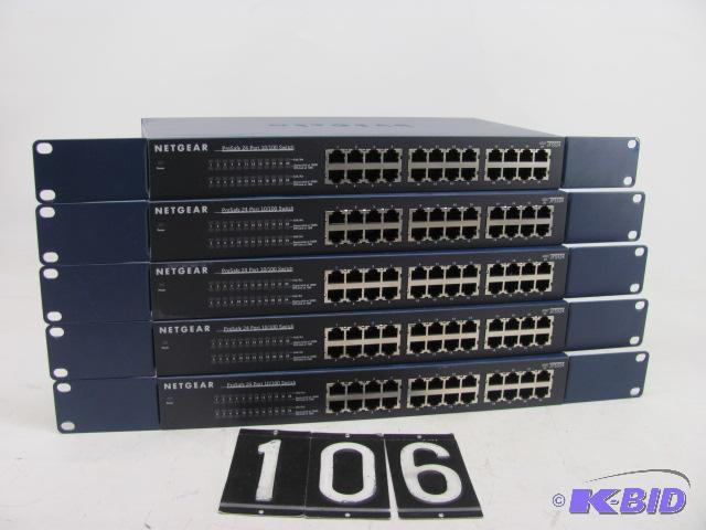 lot 106 image: Lot of 5 netgearJFS524 port network switch. P...