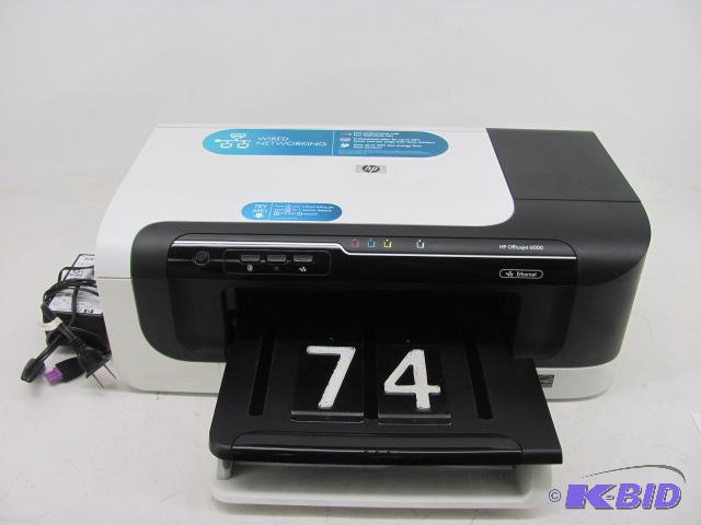 lot 74 image: HP officejet 6000 color printer. Power cord i...