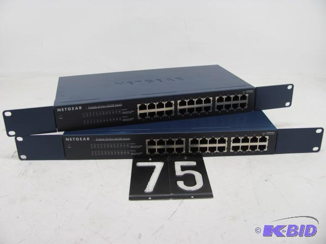 lot 75 image: Lot of 2 netgear pro safe 24 port network swi...