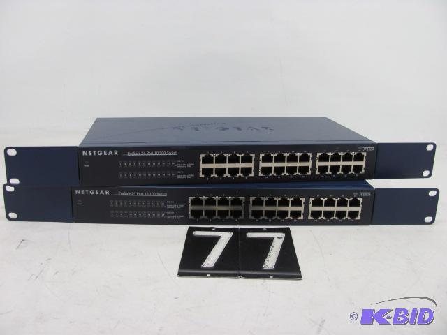 lot 77 image: Lot of 2 netgear pro safe 24 port network swi...