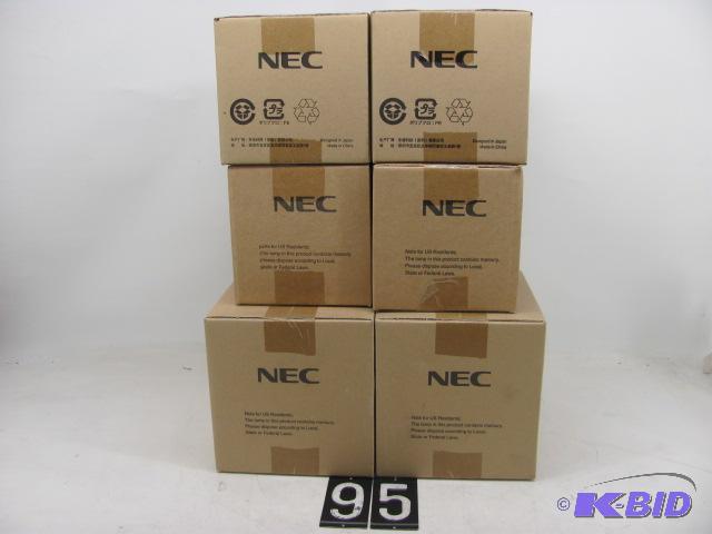 lot 95 image: Lot of 6 new in box NEC projector lamps. 2 of...