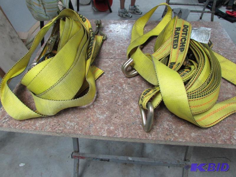 2 heavy duty nylon ratchet tie downs
