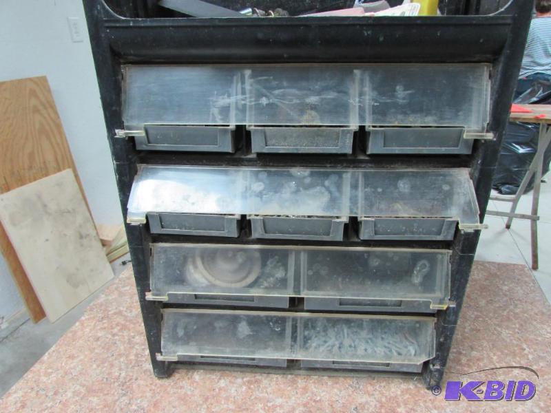 organizer with 10 drawers with misc items in them