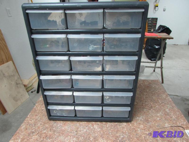 organizer with 15 drawers with misc items in them
