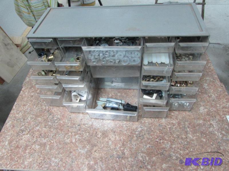 organizer with 23 various size drawers and misc items inside
