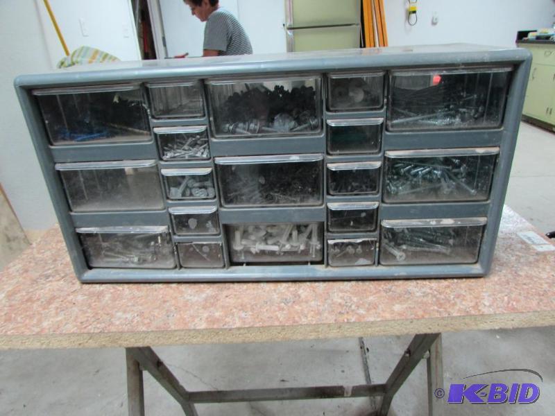 organizer with 19 various size drawers and misc items inside