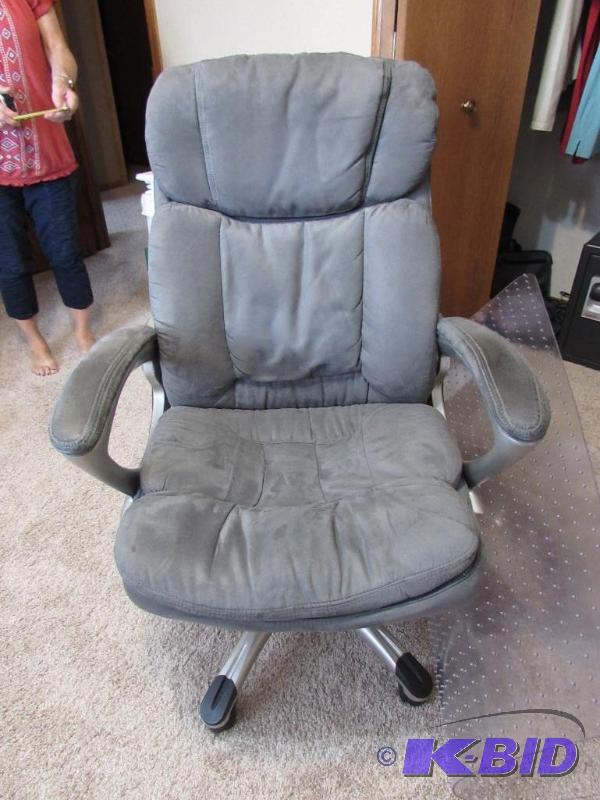 Adjustable cloth Office chair and plastic floor mat 4ft X 3Ft