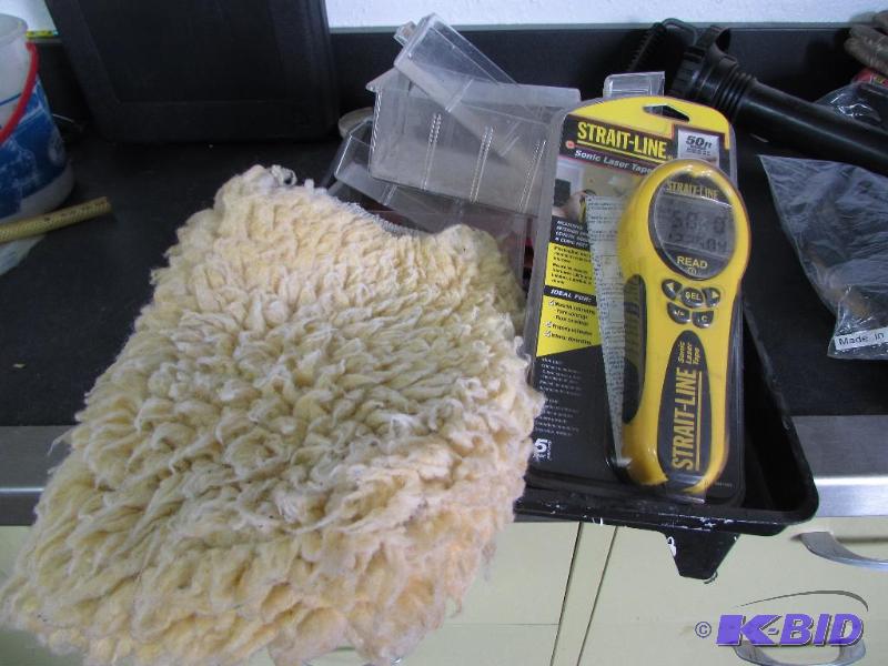 laser tape measurer, bins, paint pan, wash mit