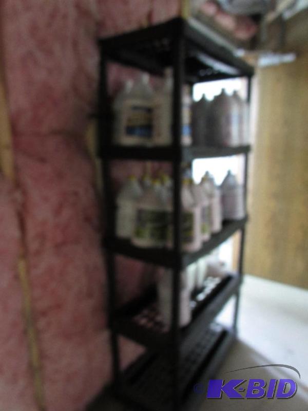 5 shelf plastic shelving and 8 foot aluminum straight edge