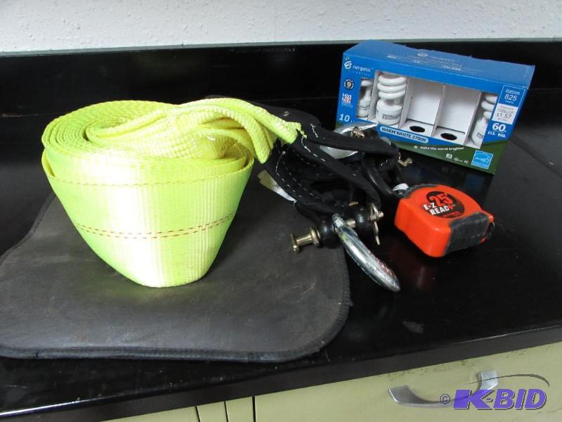 Tow Strap, Tape, Bulbs, Cement