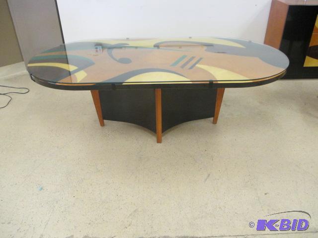 Custom made Abstract signed table with 4 chairs