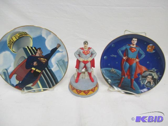 Superman collector plates and figurine