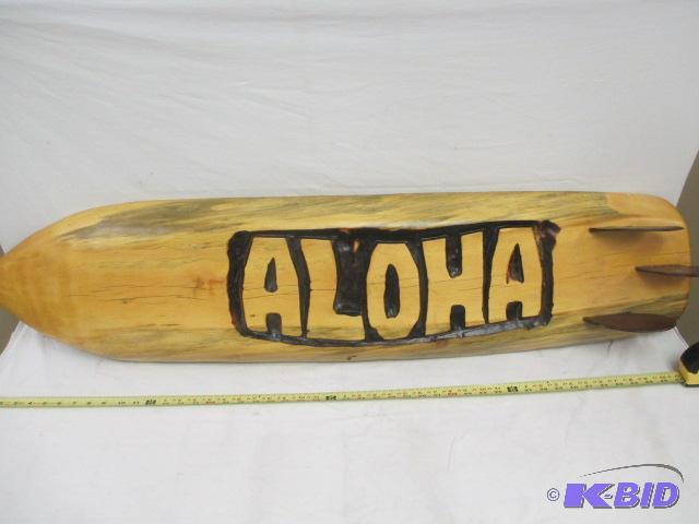 Hand carved Aloha decorative surf board