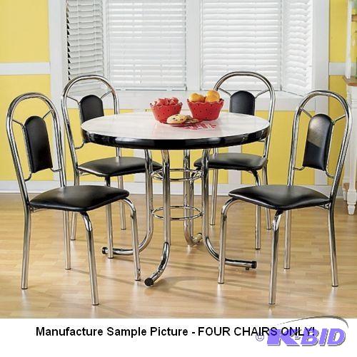 lot 109 image: Black Retro Dining Chair Set - Four Chairs On...