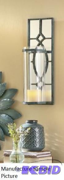 lot 32 image: Blue Green and Mirrored Candle Wall Sconce - ...