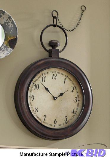 lot 34 image: Pocket Watch Wall Clock -&nbspClassically si...