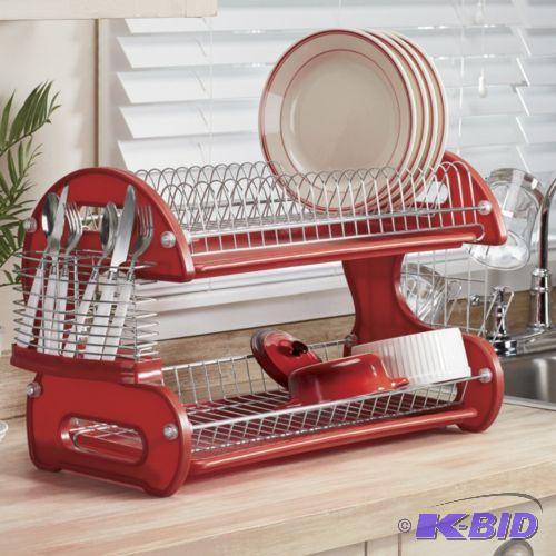 lot 41 image: Two Tier Dish Rack - Red -&nbspA customer fa...