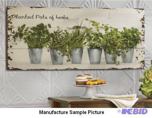 lot 78 image: Herb Garden Print -&nbspSolid wood distress...