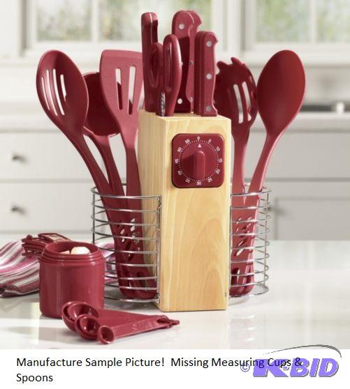 lot 89 image: 15 Piece Cutlery and Gadget Set - Red - Comes...