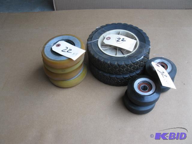 Selection of rubber wheels and lawnmower whee...