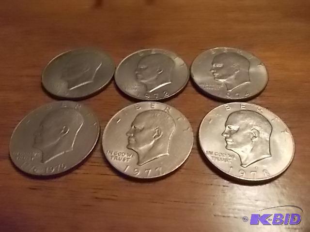 6-Ike Silver Dollars (All Different Dates)...