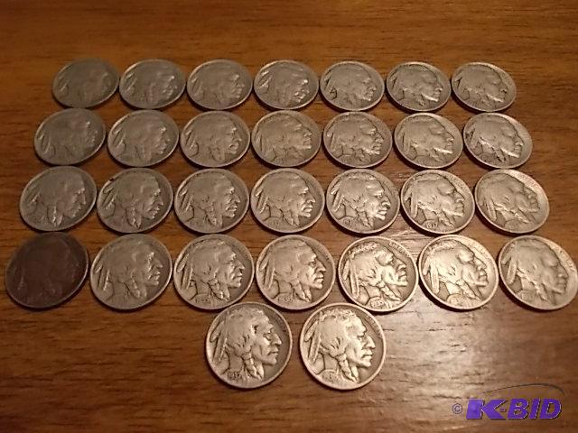 30-Buffalo Nickels (All With Good Readable Da...