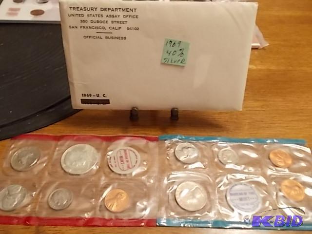 1969 US Mint Set With 40% Silver Kennedy Half...