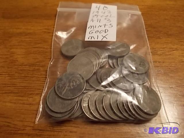 40-1943 Steel Pennies (A Good Mix Of All 3-Mi...